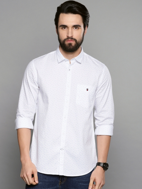 

Louis Philippe Sport Men White & Blue Self Design Super Slim Fit Casual Shirt
