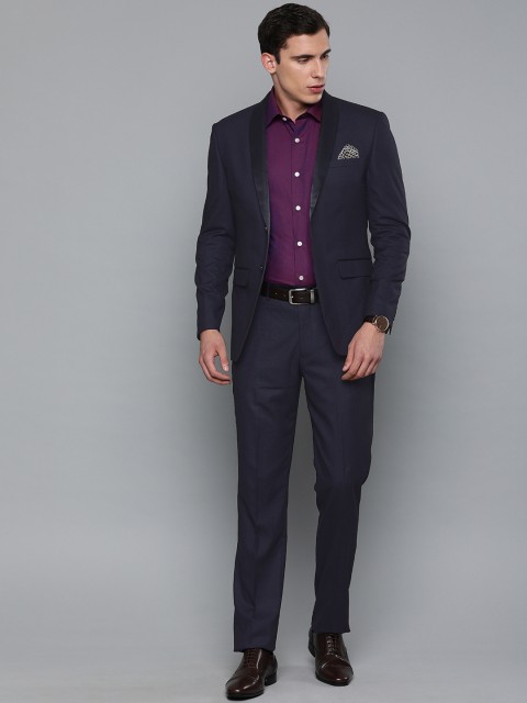 

Louis Philippe Men Navy Blue Slim Fit Self Design Single-Breasted Formal Suit