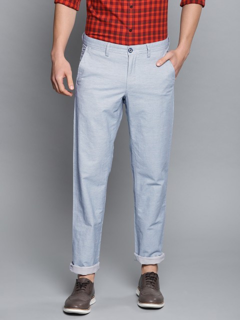 

Louis Philippe Sport Men Blue Slim Fit Self Design Smart Casual Chinos