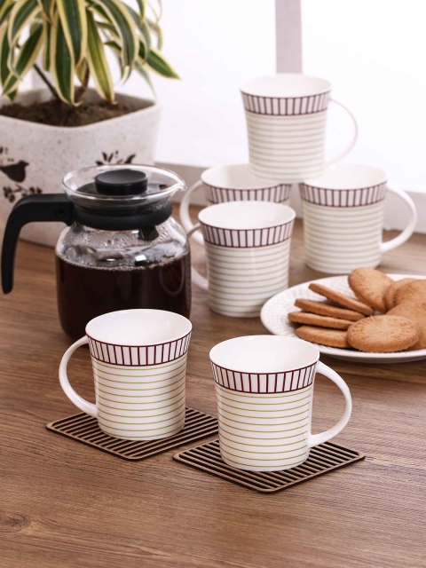 

CLAY CRAFT Set of 6 White & Yellow Coffee/Tea Mugs