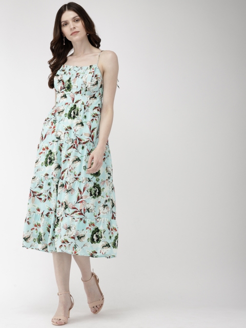 

20Dresses Women Turquoise Blue Floral Print Fit and Flare Dress