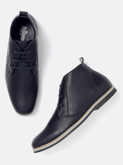 

The Roadster Lifestyle Co Men Navy Blue Solid Mid-Top Flat Boots