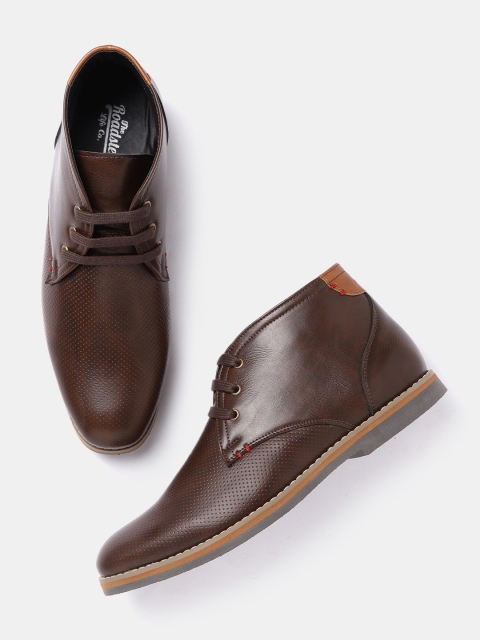 

Roadster Men Brown Textured Mid-Top Derbys