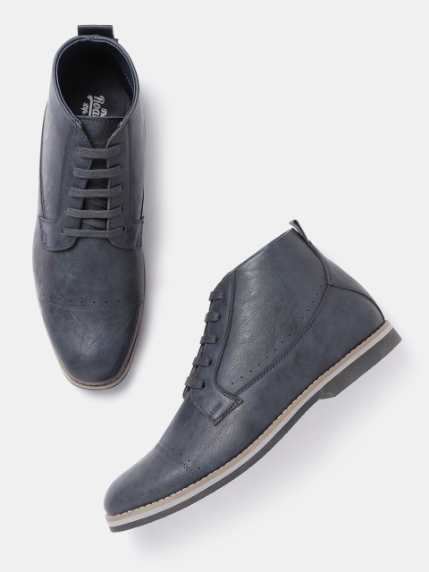 

Roadster Men Navy Blue Solid Mid-Top Derbys