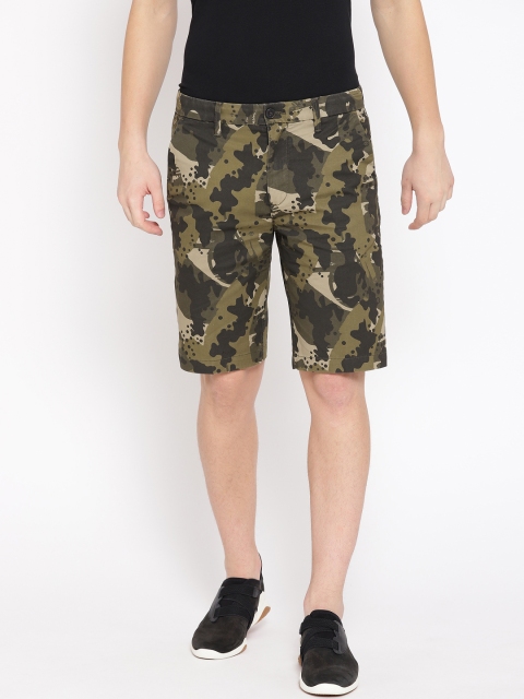 

Timberland Men Olive Green Squam Lk Str Twill Printed Straight Fit Sports Shorts