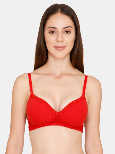 

Zivame Red Solid Non-Wired Lightly Padded T-shirt Bra ZI1662FASHZPRED