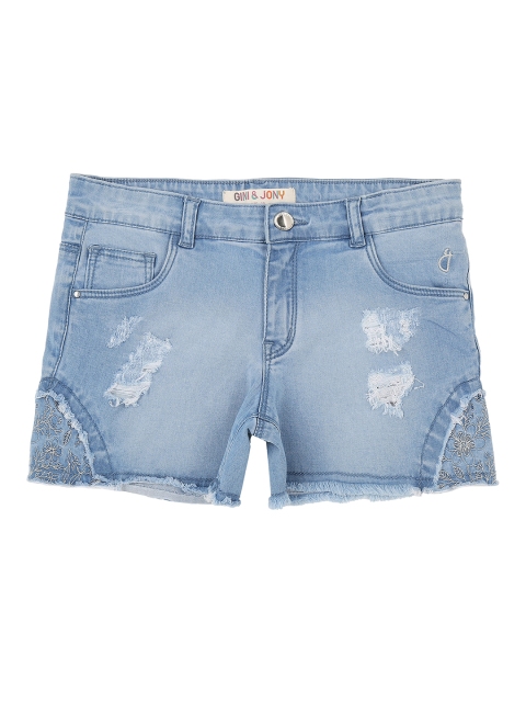 

Gini and Jony Girls Blue Solid Regular Fit Denim Shorts