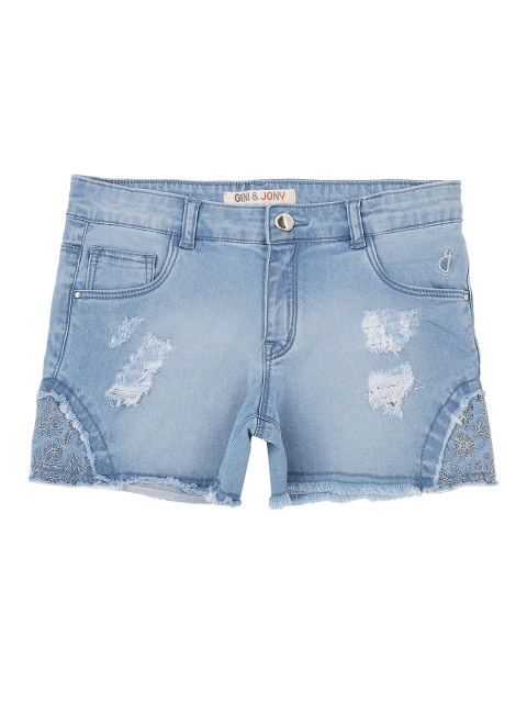 

Gini and Jony Girls Blue Solid Regular Fit Regular Shorts