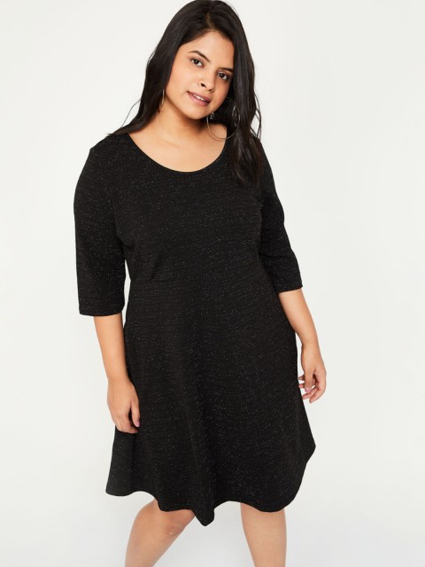 

nexus Plus Size Women Black Fit and Flare Dress