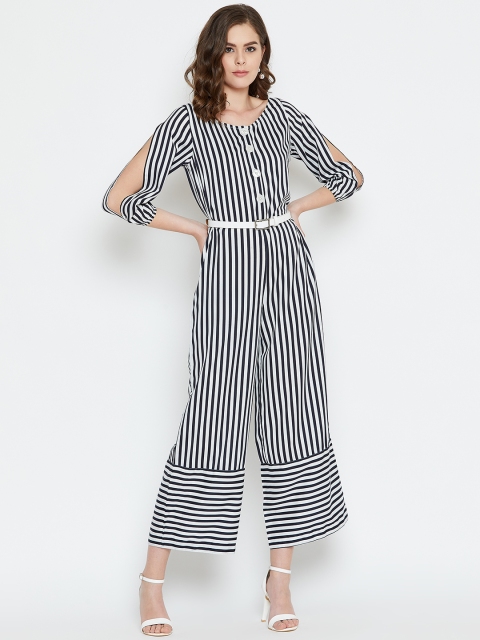 

PURYS White & Black Striped Jumpsuit