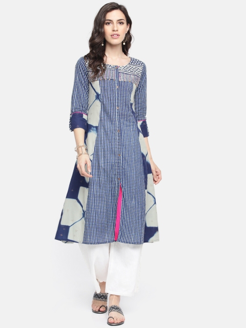 

Span Women Blue & Grey Printed A-Line Kurta