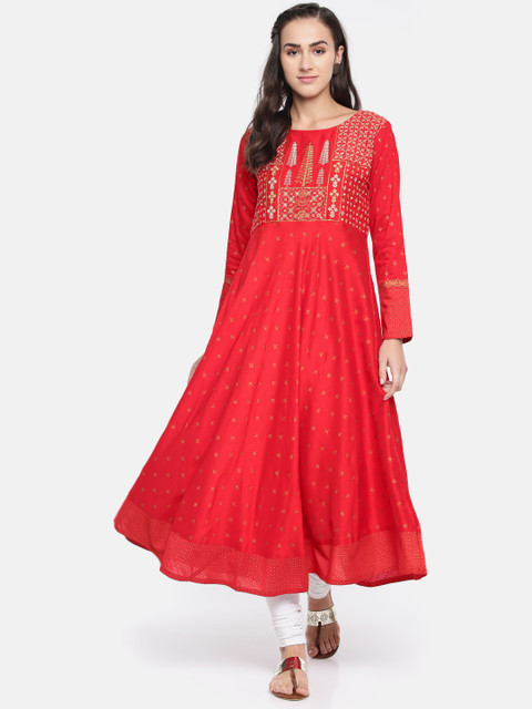 

Span Women Red Yoke Design A-Line Kurta