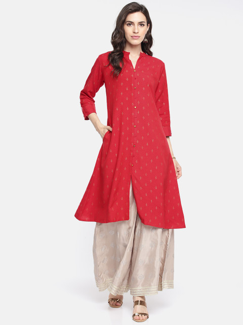 

Span Women Red Printed A-Line Kurta