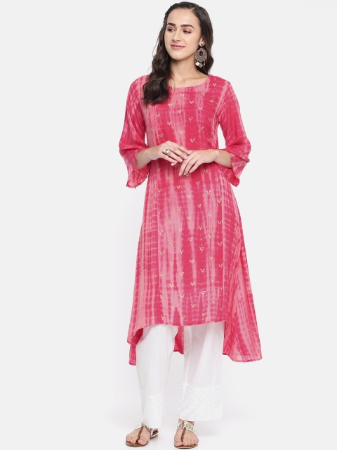 

Span Women Pink Dyed A-Line Kurta