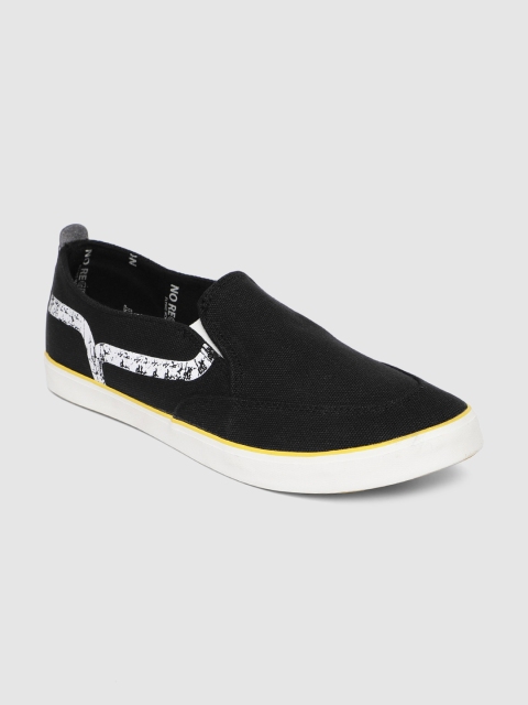 

Flying Machine Men Black Slip-on Sneakers