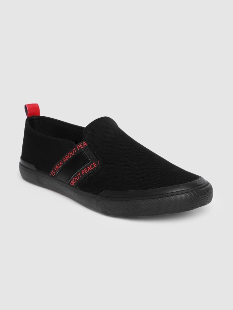 

Flying Machine Men Black Slip-On Sneakers