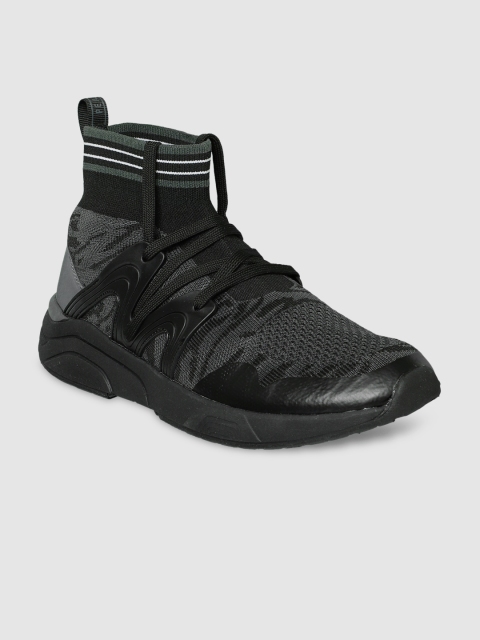 

Flying Machine Men Black Textured Textile Mid-Top Sneakers