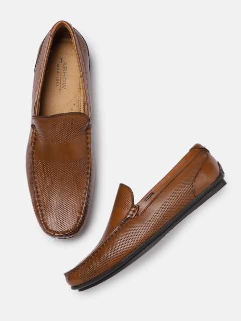 

Arrow Men Tan Brown Textured Howard Leather Loafers