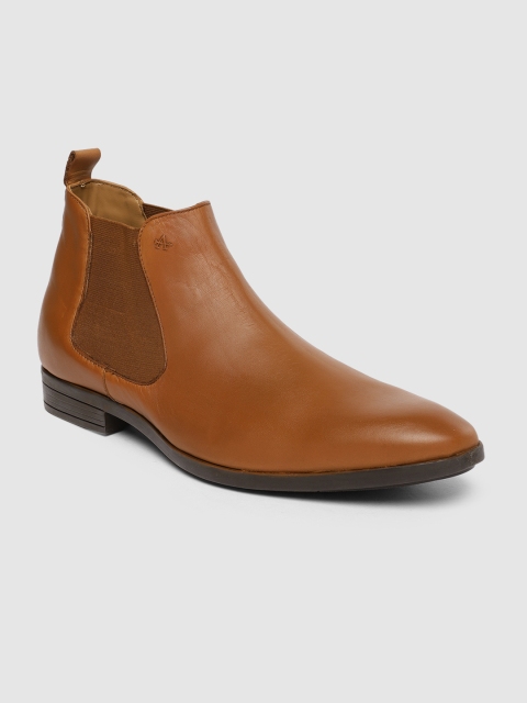 

Arrow Men Tan Brown Solid Leather Mid-Top Chelsea Boots