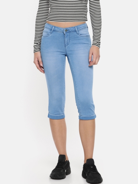 

Kraus Jeans K4023 Women Blue Solid Skinny Fit Mid Rise Capris