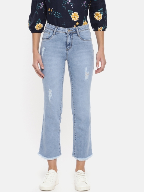 

Kraus Jeans Women K4095 Blue Slim Fit Mid-Rise Mildly Distressed Stretchable Jeans K4095