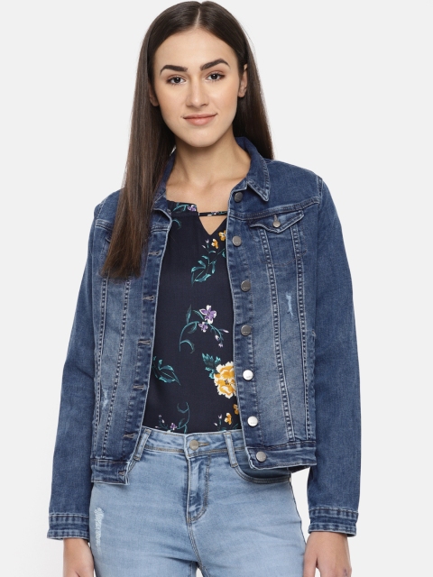 

Kraus Jeans Women Blue Solid Denim Jacket