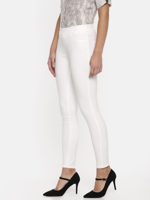 

Kraus Jeans Women White Solid Mid Rise K3081 Leggings