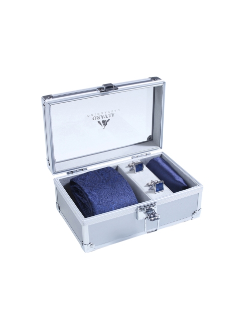 

Alvaro Castagnino Men Blue & Silver-Toned Accessory Gift Set