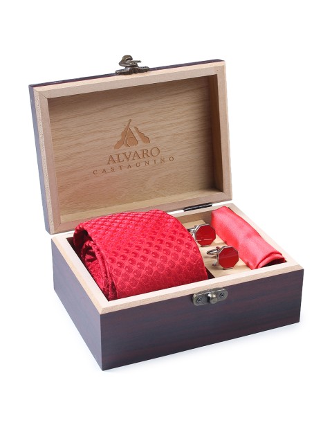 

Alvaro Castagnino Men Red & Silver-Toned Accessory Gift Set
