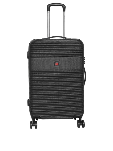 

SWISS BRAND Black Textured Cairo Hard-Sided Large Trolley Bag