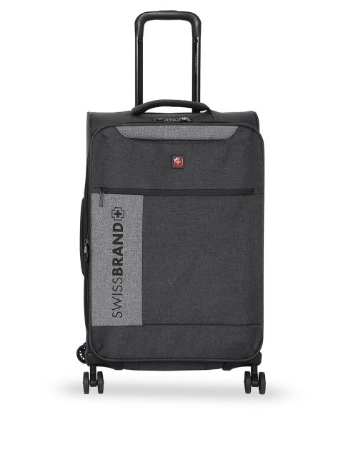 

SWISS BRAND Grey Solid Utah Soft-Sided Cabin Trolley Bag