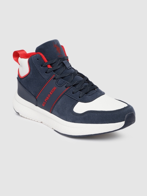 

U.S. Polo Assn. Men Navy Blue VALENTIN Solid Mid-Top Sneakers
