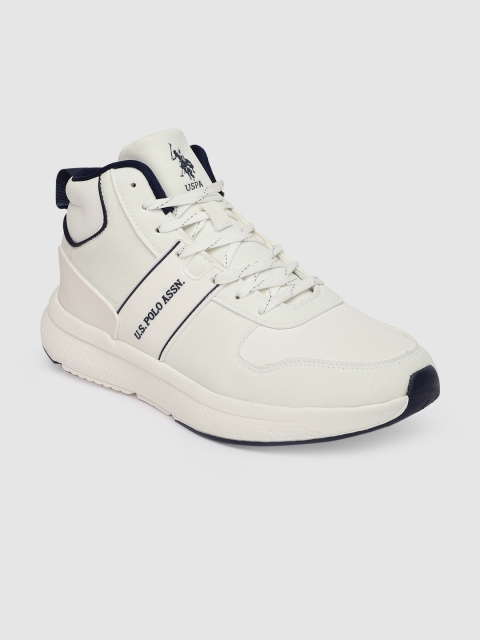 

U.S. Polo Assn. Men Off-White VALENTIN Solid Mid-Top Sneakers