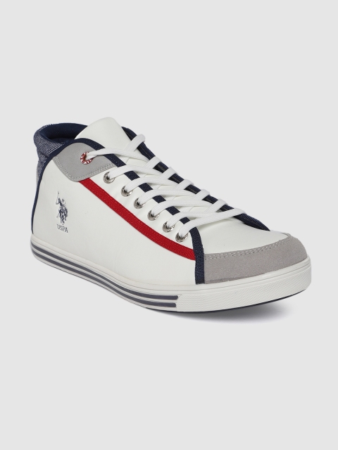 

U.S. Polo Assn. Men Off-White Solid Mid-Top Sneakers