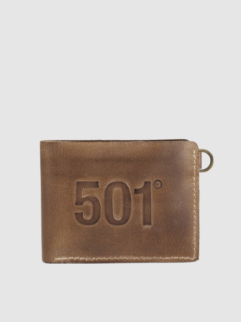 

Levis Men Tan Brown Textured Leather Two Fold Wallet