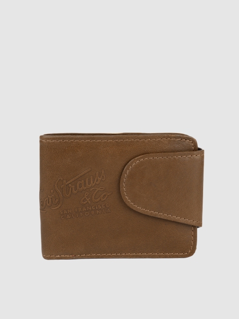 

Levis Men Tan Brown Textured Leather Two Fold Wallet