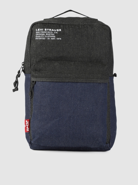 

Levis Unisex Blue & Black Colourblocked Denim Backpack