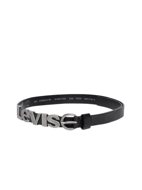 

Levis Women Black Metal Embosed Solid Leather Belt