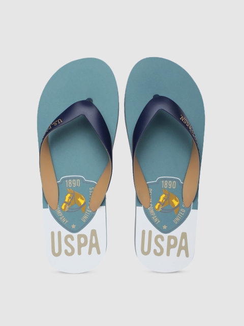 

U.S. Polo Assn. Men Blue & White Printed Thong Flip-Flops