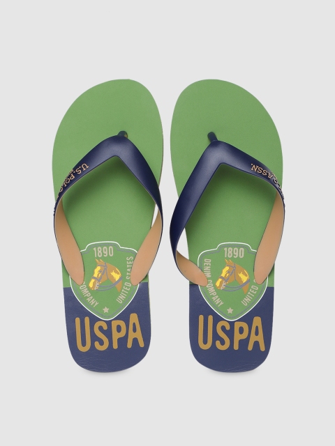 

U.S. Polo Assn. Men Green & Blue Printed Thong Flip-Flops