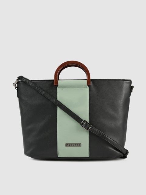 

Caprese Green & Black Colourblocked Handheld Bag