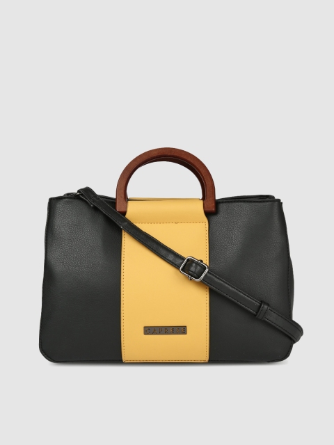 

Caprese Yellow & Black Colourblocked Handheld Bag