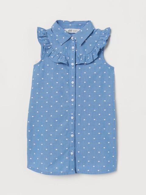 

H&M Girls Blue Shirt Dress With A Flounce