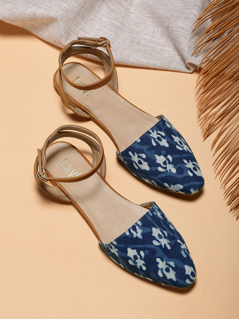 

Taavi Women Blue Printed Ajrak Ballerinas