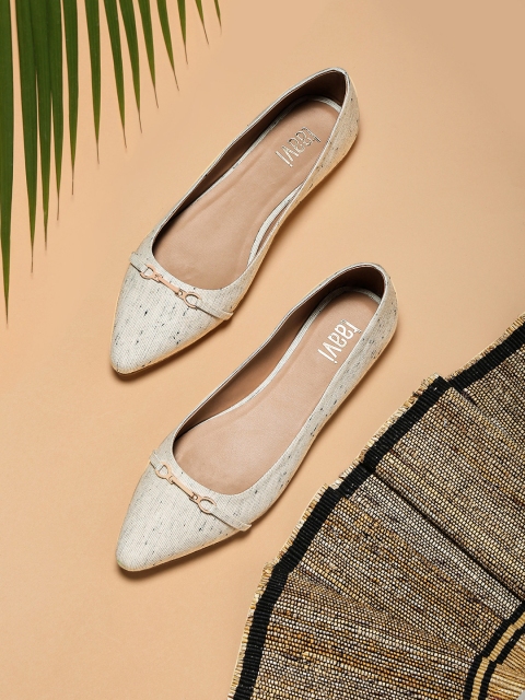 

Taavi Women Off-White Embellished Woven Legacy Ballerinas