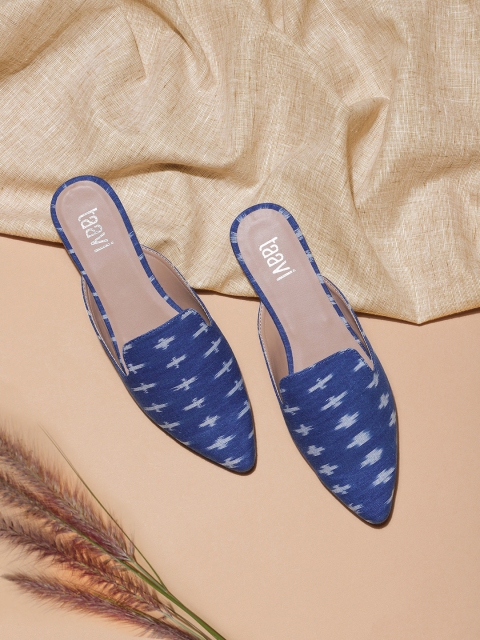 

Taavi Women Blue Printed Ikat Mules