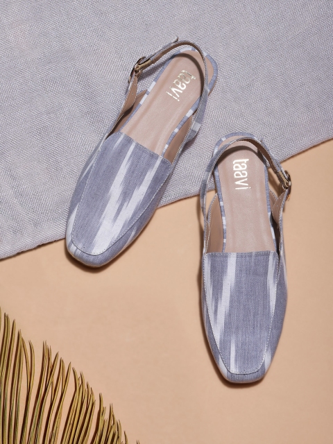

Taavi Women Blue & Grey Printed Ikat Ballerinas