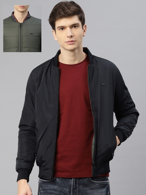 

Peter England Men Blue & Olive Green Solid Reversible Bomber Jacket