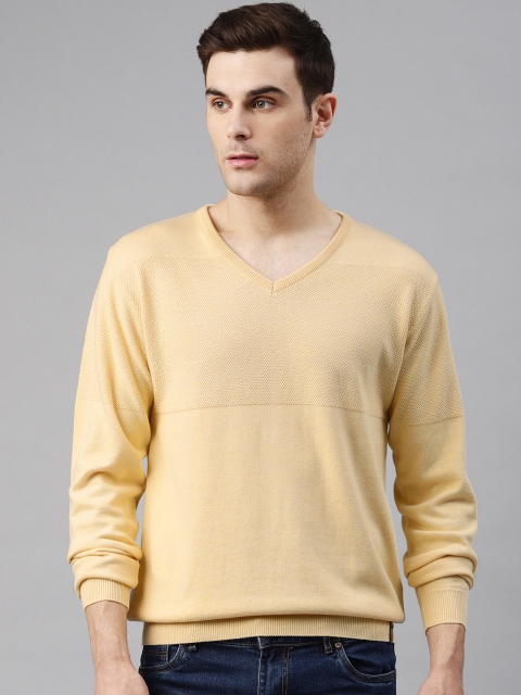 

Peter England Men Yellow Self Design Sweater