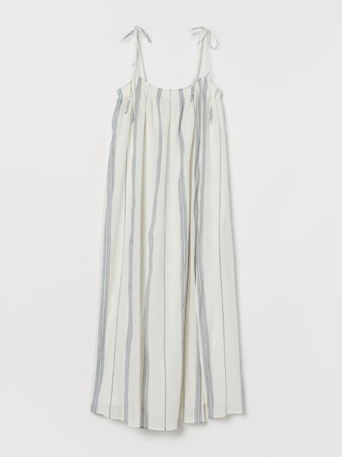 

H&M Women White Striped Wide Dress